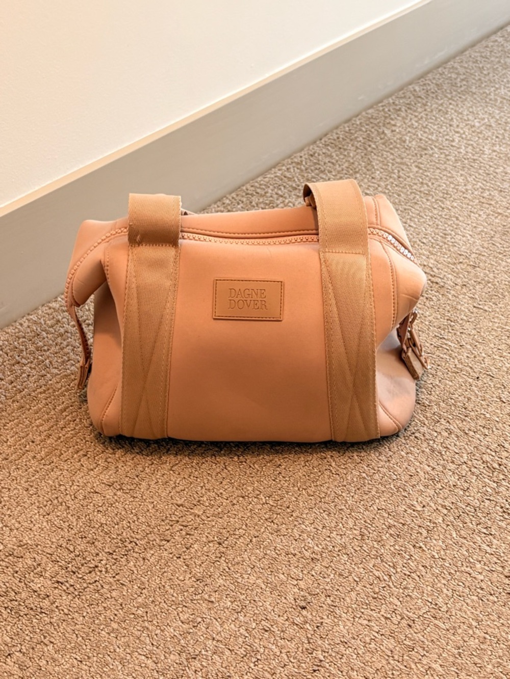 Dagne Dover Peach/Tan small Carryall Tote